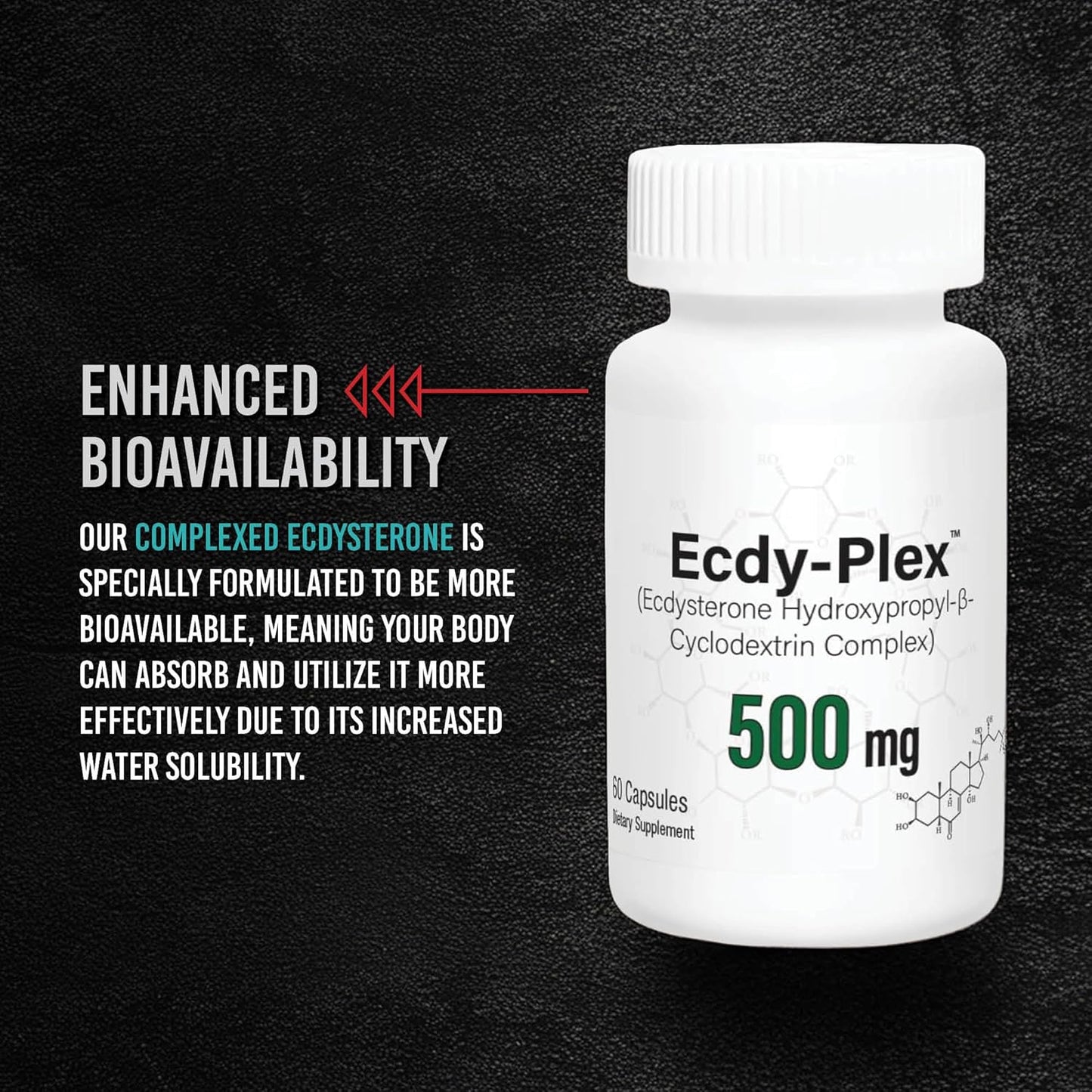 500mg Ecdysterone Capsules with Hydroxypropyl-β-Cyclodextrin for Better Absorption - 60 Count