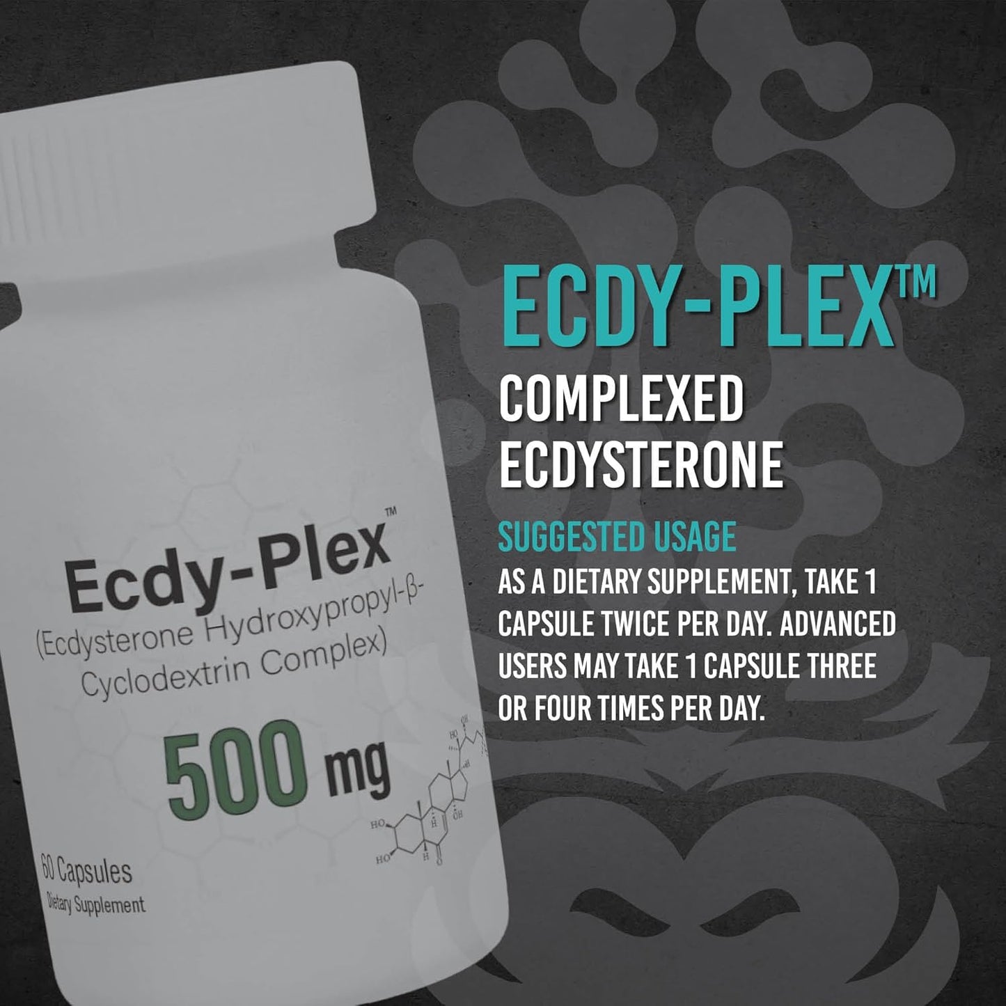 500mg Ecdysterone Capsules with Hydroxypropyl-β-Cyclodextrin for Better Absorption - 60 Count