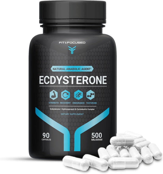 500mg Ecdysterone Supplement for Lean Muscle Growth & Strength, 90 Capsules, Natural Anabolic Agent with Hydroxypropyl βeta Cyclodextrin, 95% Pure & 3rd Party Tested