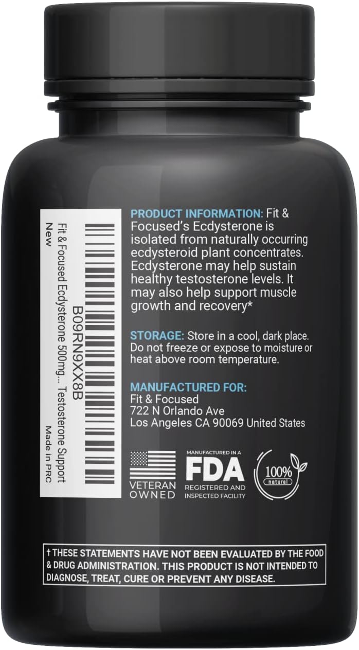 500mg Ecdysterone Supplement for Lean Muscle Growth & Strength, 90 Capsules, Natural Anabolic Agent with Hydroxypropyl βeta Cyclodextrin, 95% Pure & 3rd Party Tested