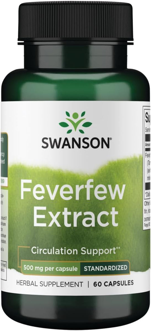 500mg Feverfew Extract Capsules - 60 Count by Swanson