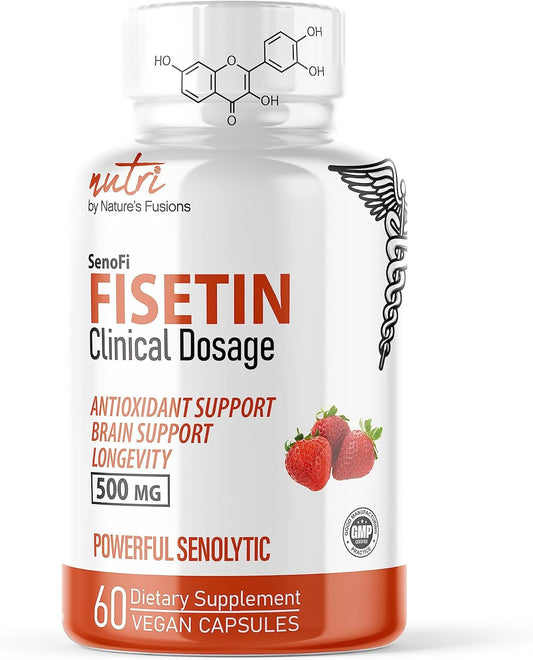 500mg Fisetin Supplements - Powerful Senolytic Activator, Antioxidant & Brain Support - Natural Polyphenols - 60 Count