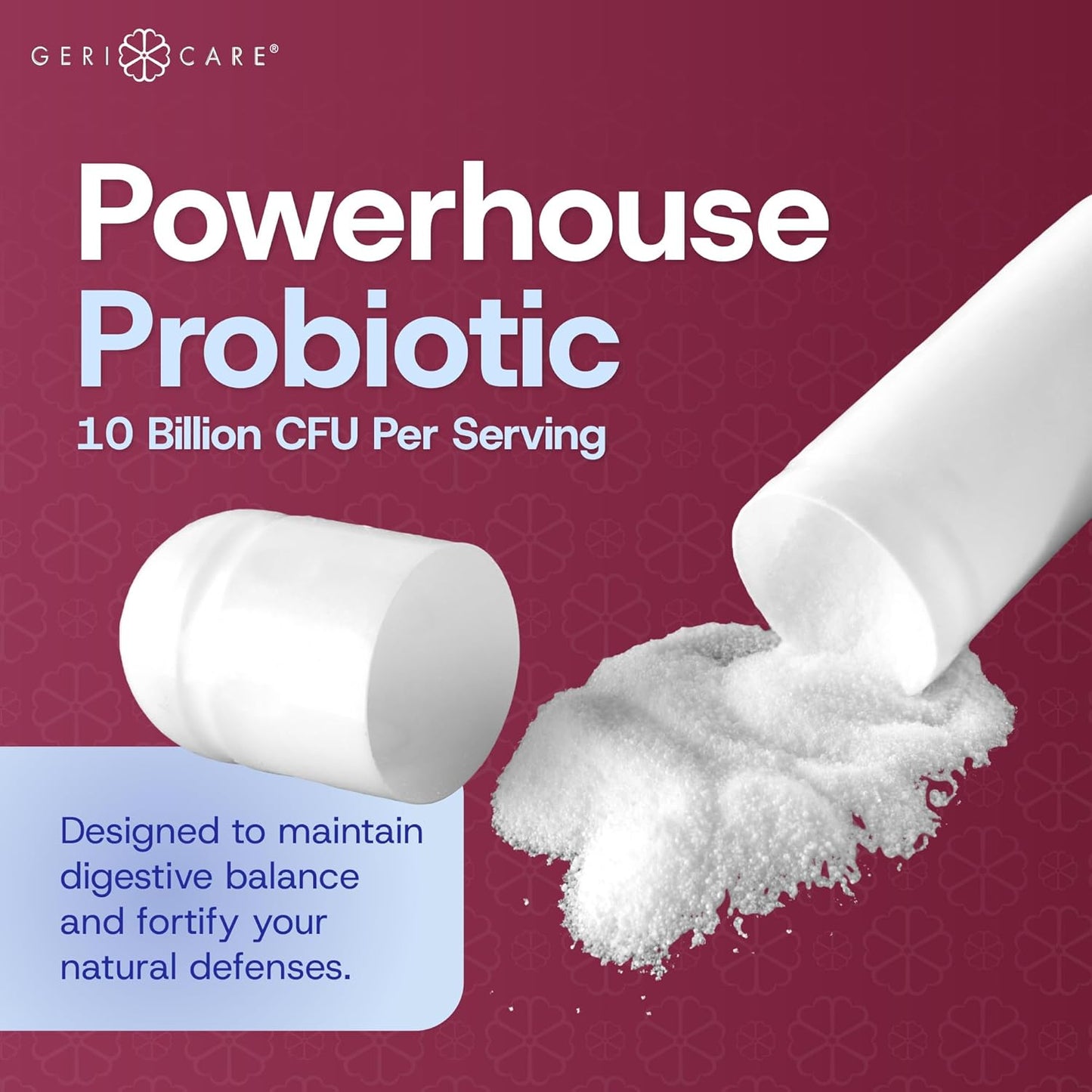 500mg GeriCare S. Boulardii Probiotic Capsules - Digestive Health Probiotics for Men & Women - Compare to Florastor - 50 Caps