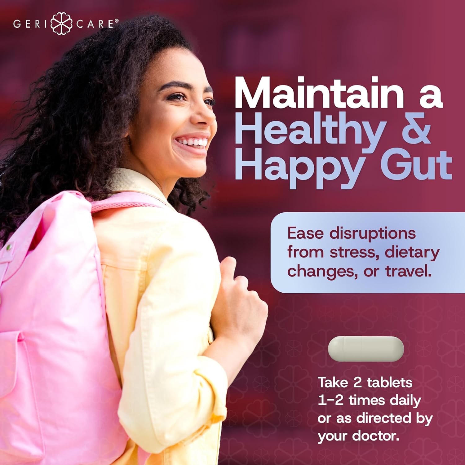 500mg GeriCare S. Boulardii Probiotic Capsules - Digestive Health Probiotics for Men & Women - Compare to Florastor - 50 Caps