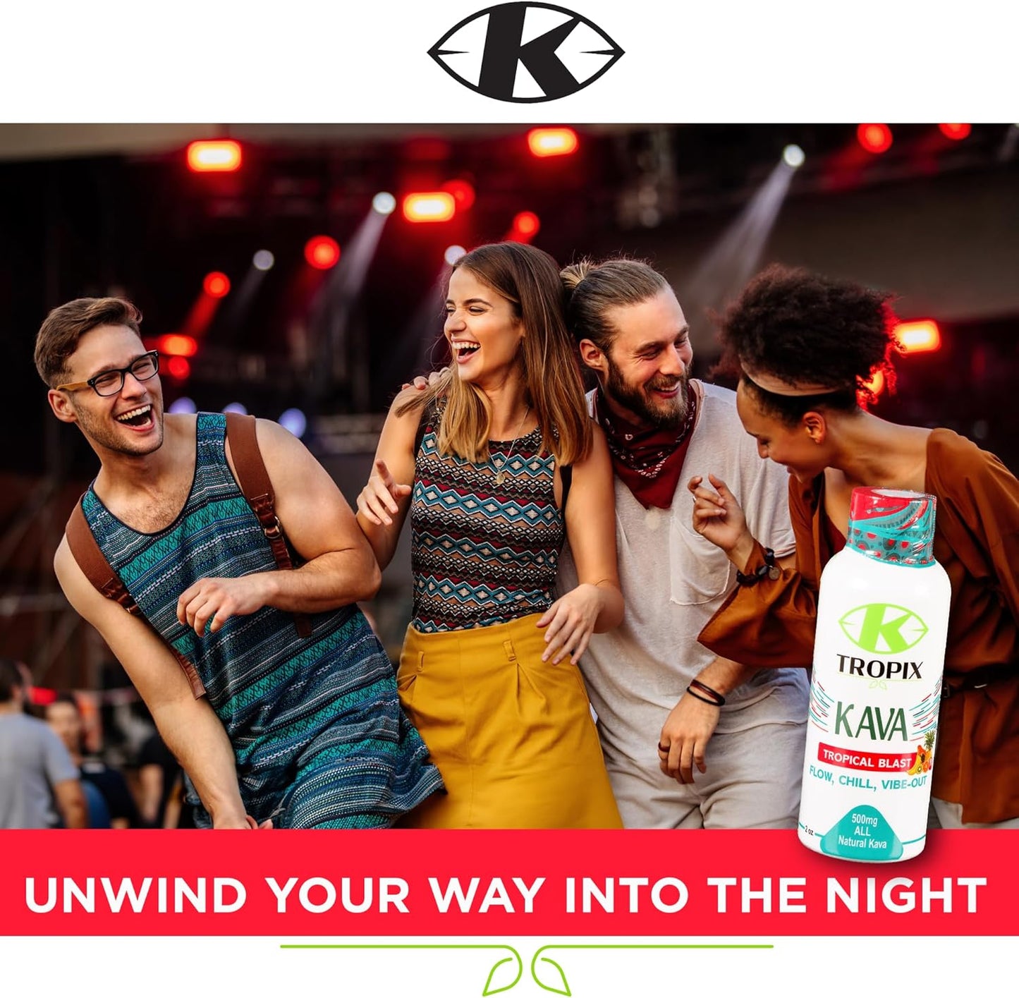 500mg K-Tropix Kava Shot Tropical Blast - Relaxation & Stress Relief Drink - Worry & Tension Supplement - 1 Pack