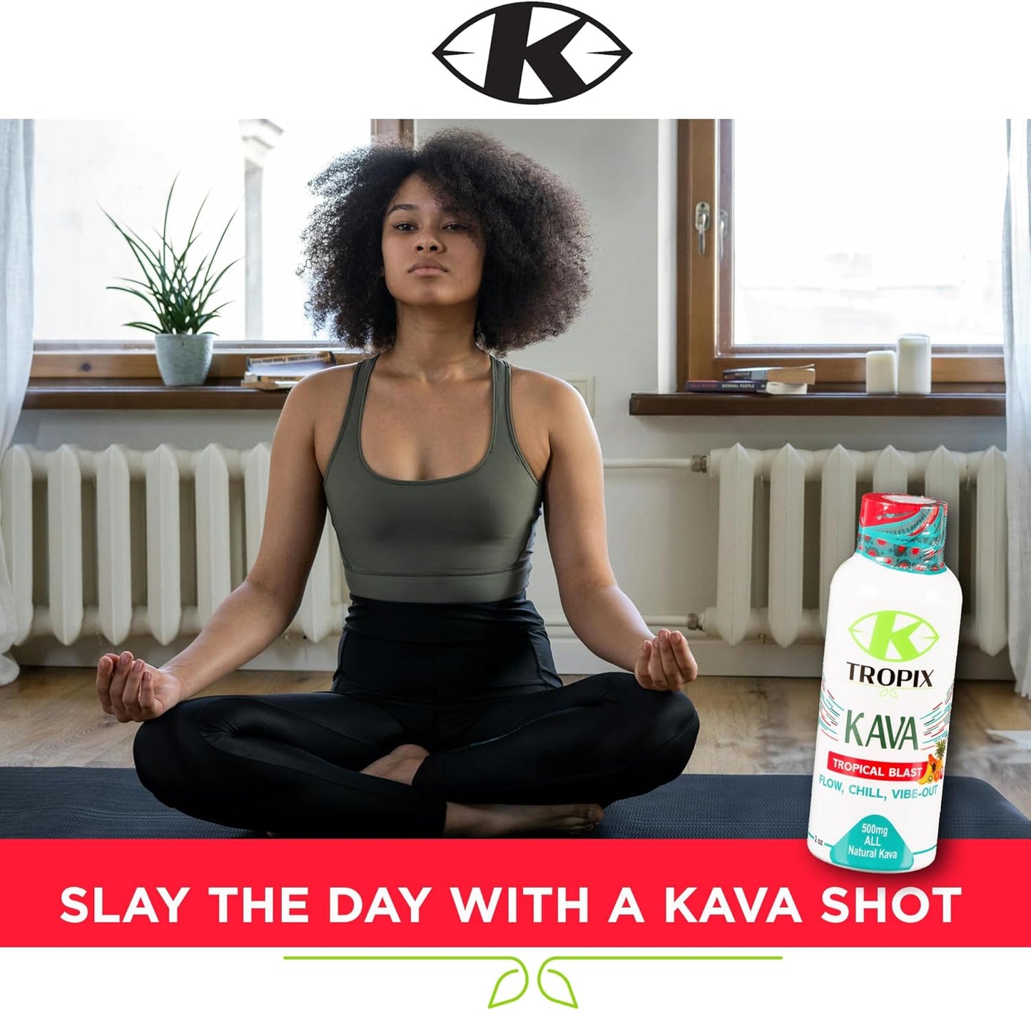 500mg K-Tropix Kava Shot Tropical Blast - Relaxation & Stress Relief Drink - Worry & Tension Supplement - 1 Pack