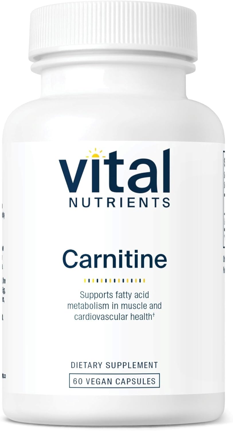 500mg L-Carnitine Supplement for Heart Health & Energy Support - Vegan, Non-GMO, 60 Capsules