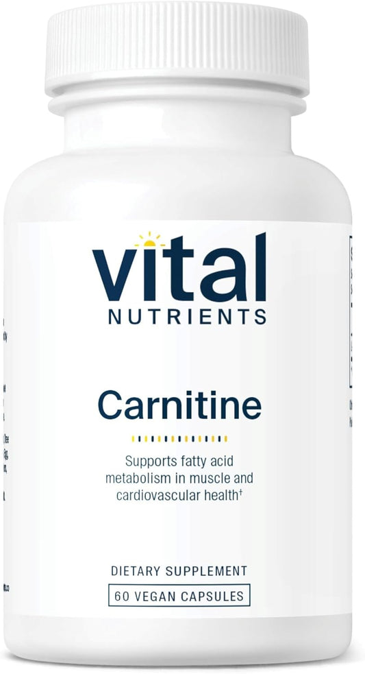 500mg L-Carnitine Supplement for Heart Health & Energy Support - Vegan, Non-GMO, 60 Capsules