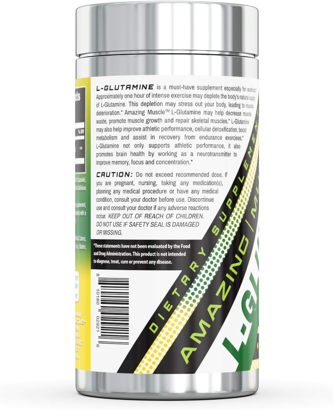500mg L-Glutamine Supplement - 120 Capsules - Support Muscle Recovery, Immune System & Maintenance