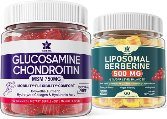 500mg LILICARE Glucosamine Chondroitin Gummies with Berberine Supplement - Joint Support and Inflammation Relief