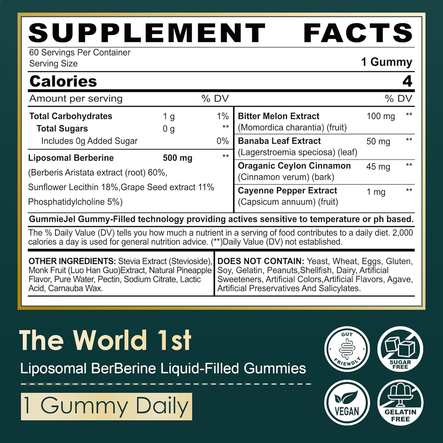 500mg LILICARE Glucosamine Chondroitin Gummies with Berberine Supplement - Joint Support and Inflammation Relief