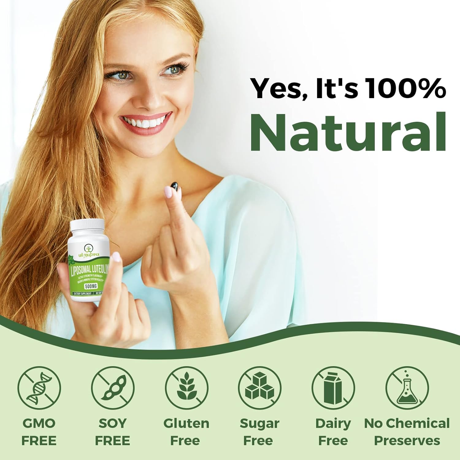 500MG Liposomal Luteolin Softgels for Maximum Absorption - 60 Count, Flavonoid Supplement, Non-GMO & Gluten Free