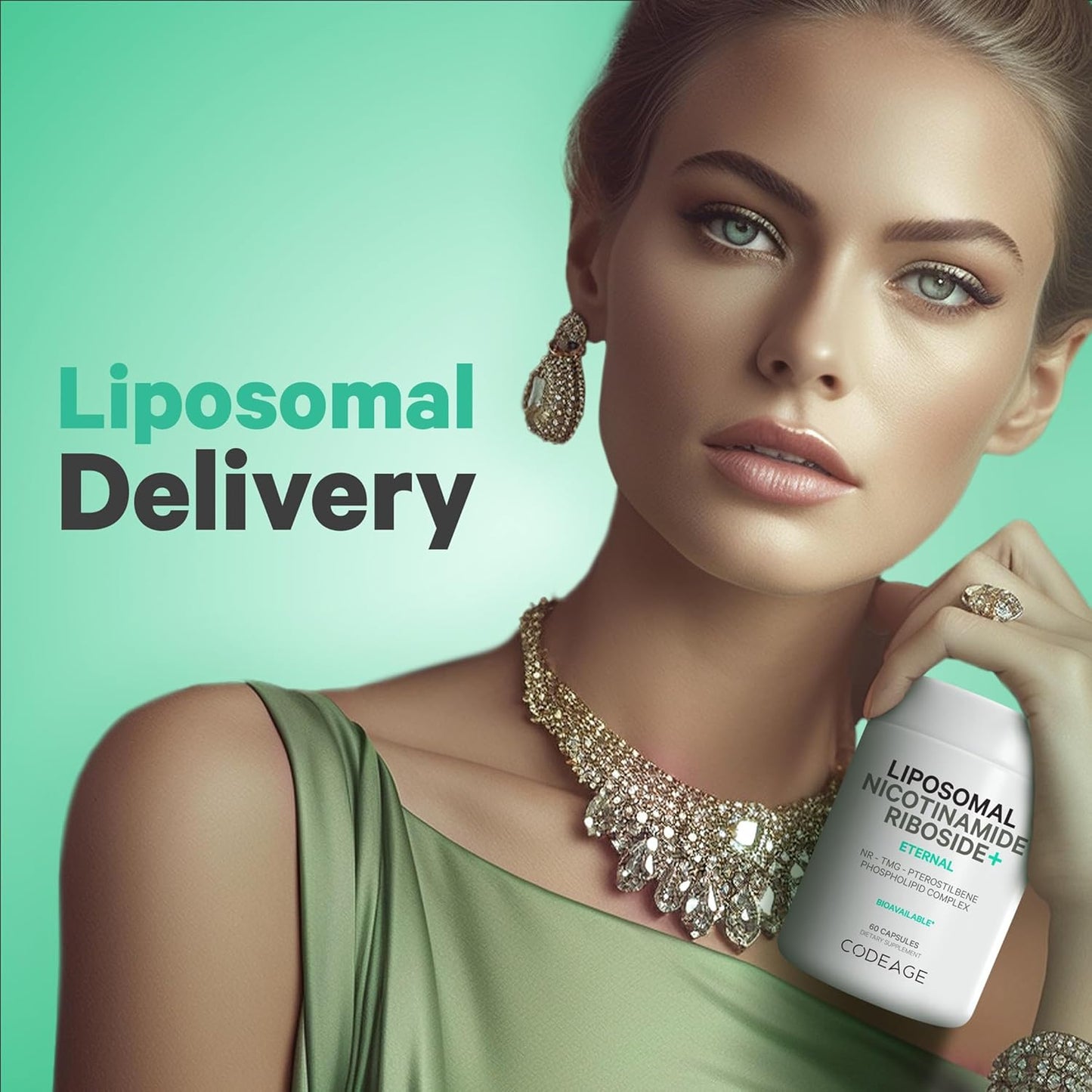 500mg Liposomal Nicotinamide Riboside+ Supplement with Betaine & Trans-Pterostilbene - 2-Month Supply - Non-GMO - 60 Capsules