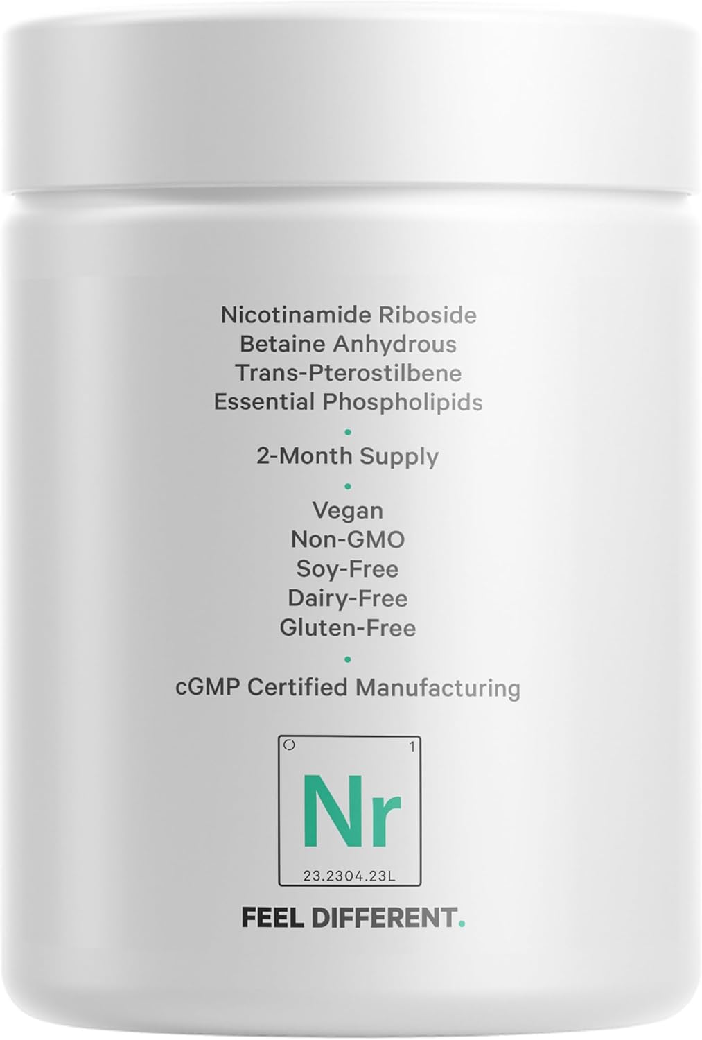 500mg Liposomal Nicotinamide Riboside+ Supplement with Betaine & Trans-Pterostilbene - 2-Month Supply - Non-GMO - 60 Capsules