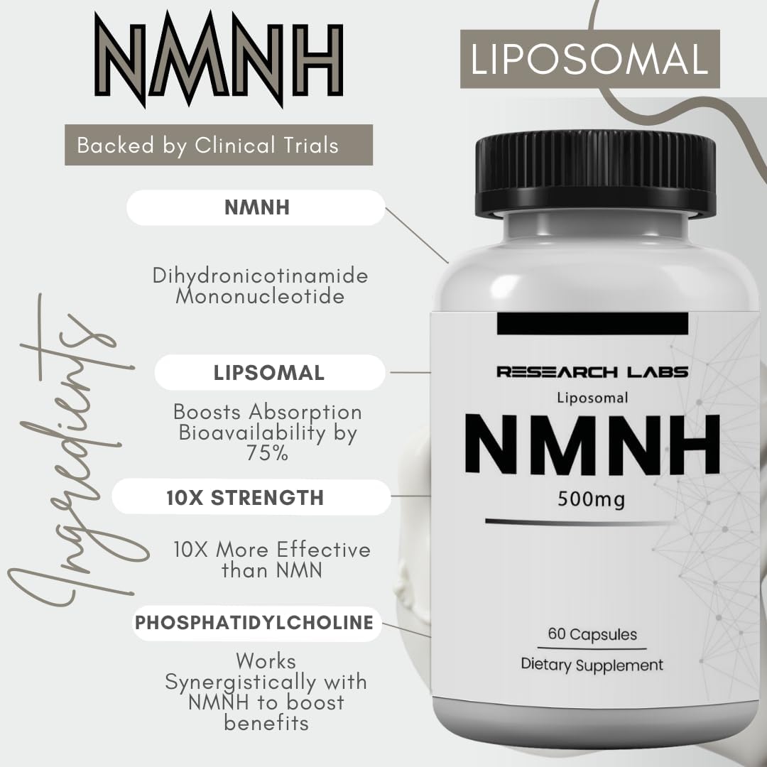 500mg Liposomal NMNH (NMN Supplement Alternative) | 60 Capsules - Dihydronicotinamide Mononucleotide (NAD Supplement) to Increase NAD+ for Anti Aging