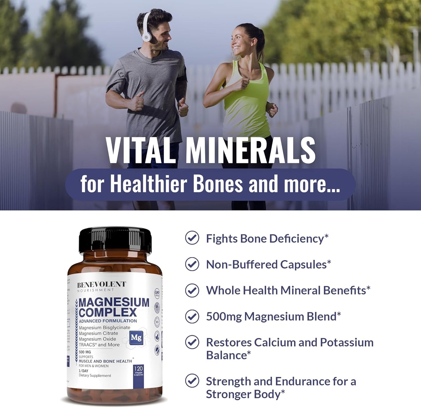 500mg Magnesium Complex Supplement for Calm, Sleep & Leg Cramps - 4 Month Supply, Bisglycinate, Oxide, Taurate, Chelate, Citrate - Max Absorption - 120 Capsules