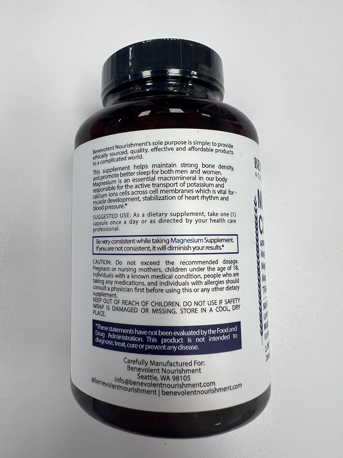 500mg Magnesium Complex Supplement for Calm, Sleep & Leg Cramps - 4 Month Supply, Bisglycinate, Oxide, Taurate, Chelate, Citrate - Max Absorption - 120 Capsules