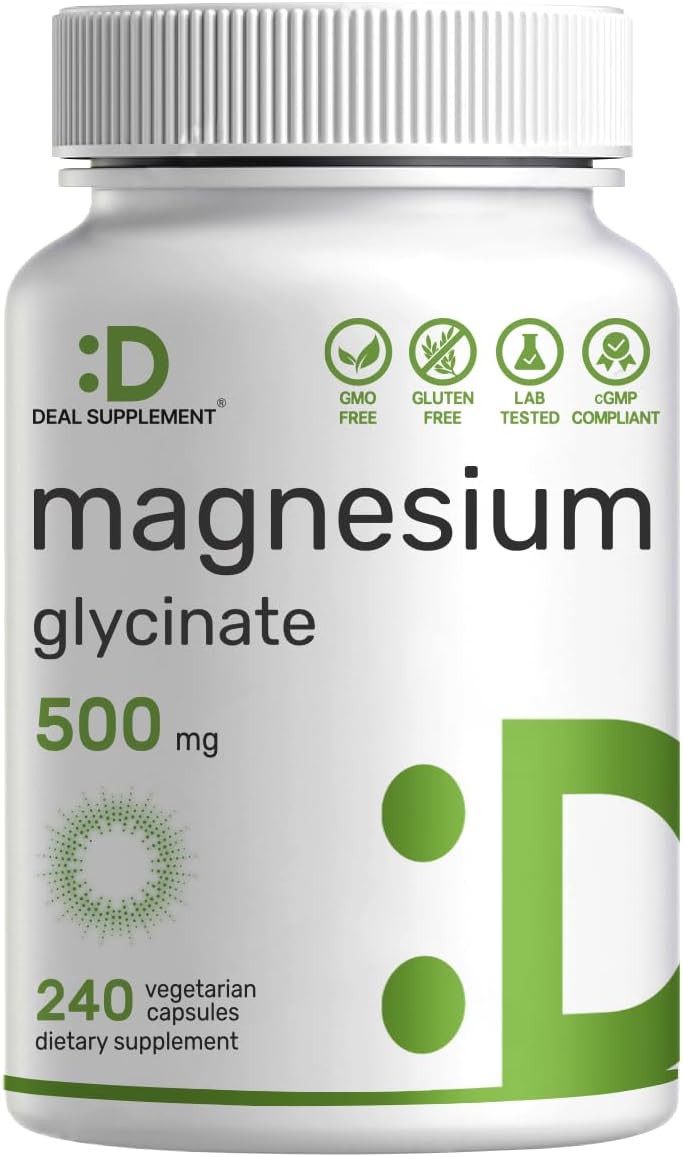 500mg Magnesium Glycinate Capsules with Vitamin D3 and K2 Bundle - Chelated Mineral for Easy Absorption - Essential Sunshine Vitamins