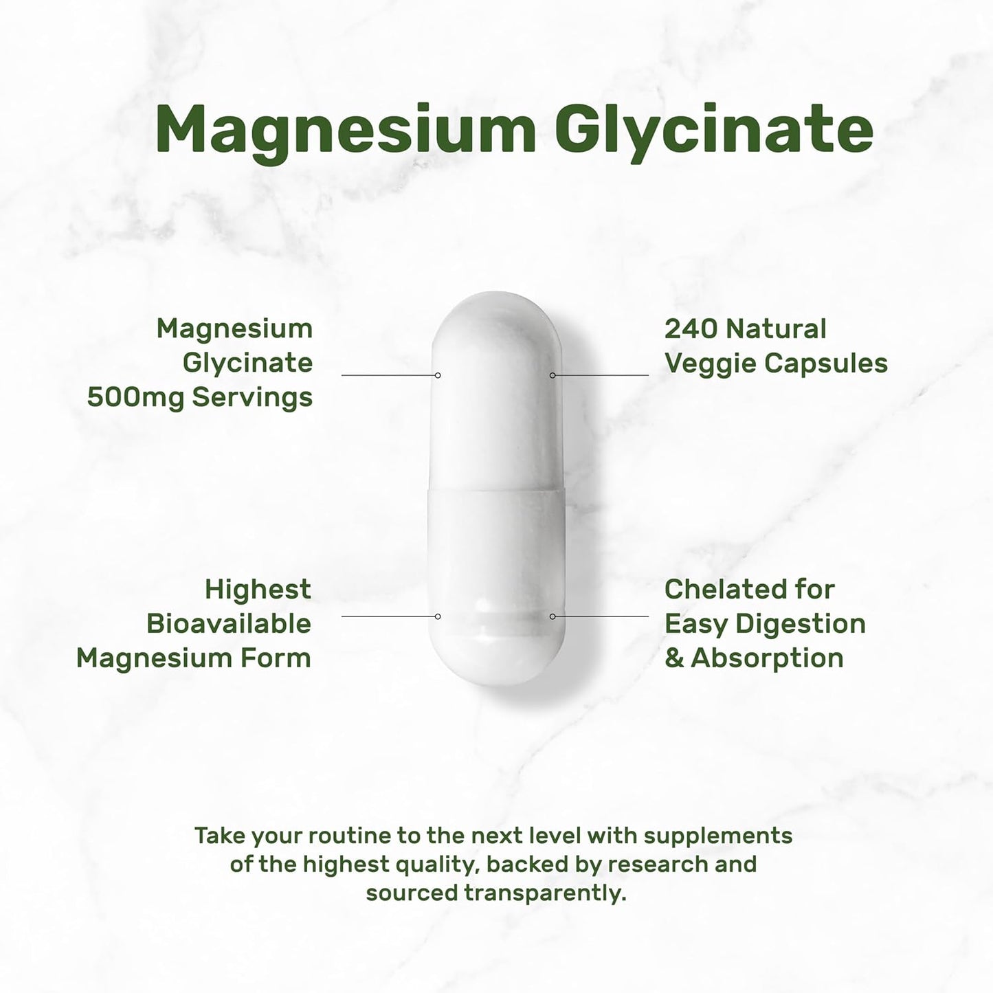 500mg Magnesium Glycinate Capsules with Vitamin D3 and K2 Bundle - Chelated Mineral for Easy Absorption - Essential Sunshine Vitamins
