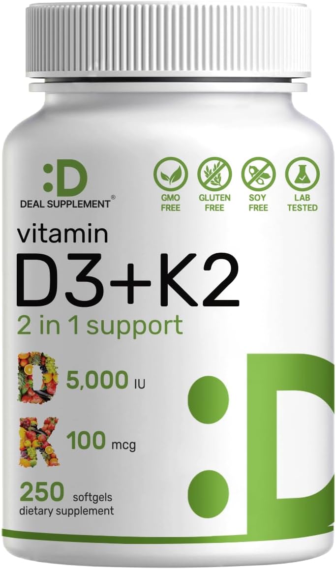 500mg Magnesium Glycinate Capsules with Vitamin D3 and K2 Bundle - Chelated Mineral for Easy Absorption - Essential Sunshine Vitamins