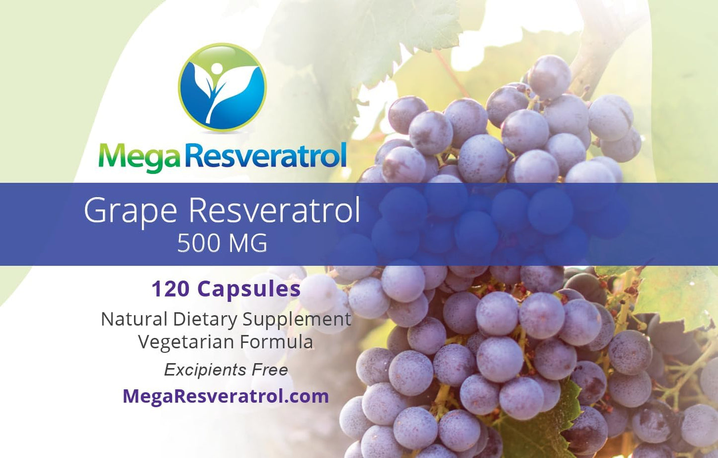 500mg Mega Resveratrol Red Grape Skin Capsules - High Absorption, Boosts Nitric Oxide, Water-Soluble - Keto, Vegan, Non-GMO - Purity Certified, No Toxic Ingredients