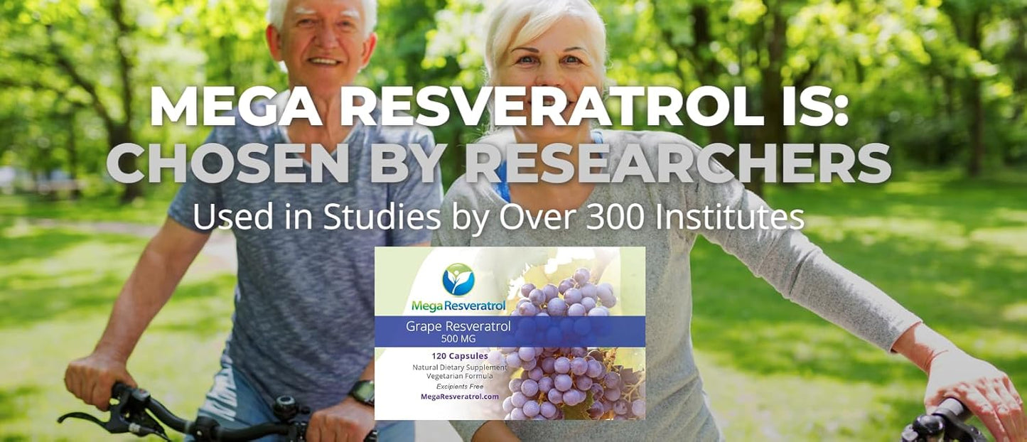 500mg Mega Resveratrol Red Grape Skin Capsules - High Absorption, Boosts Nitric Oxide, Water-Soluble - Keto, Vegan, Non-GMO - Purity Certified, No Toxic Ingredients
