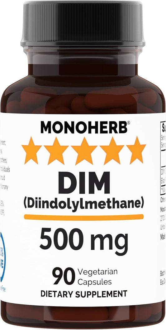 500mg MONOHERB DIM Diindolylmethane - 90 Capsules for Hormonal Balance & Wellness