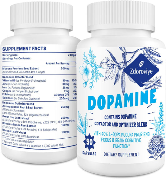 500mg Mucuna Pruriens Extract Supplements for Men and Women - Boost Dopamine Levels - 60 Capsules