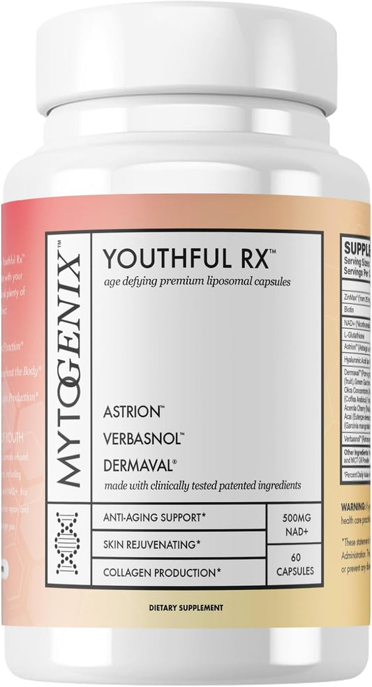 500mg MYTOGENIX NAD+ Capsules - Promotes Anti-Aging, Cellular Health, and Vitality - 60 Capsules