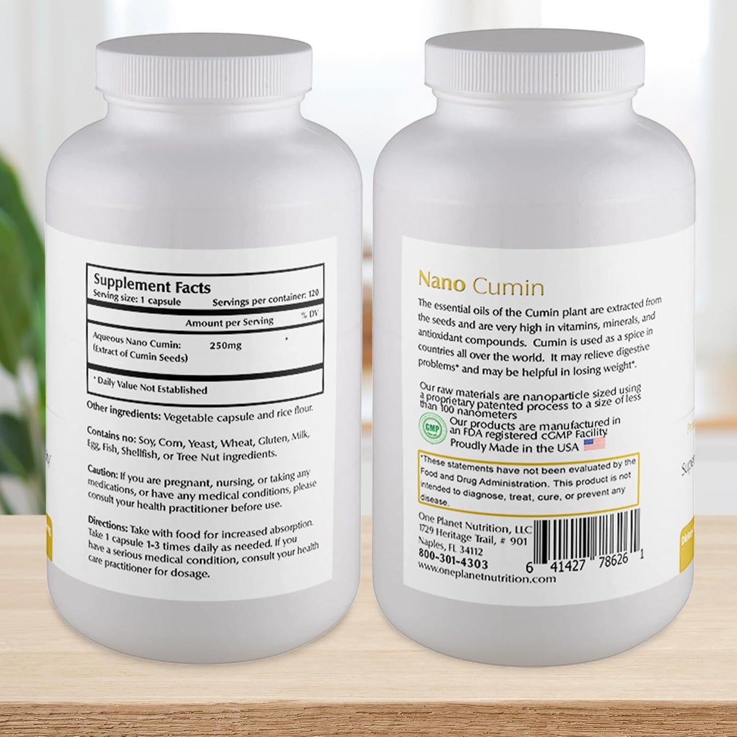 500mg Nano Cumin Supplement Capsules for High Absorption & Digestion - 120 Veggie Capsules by One Planet Nutrition