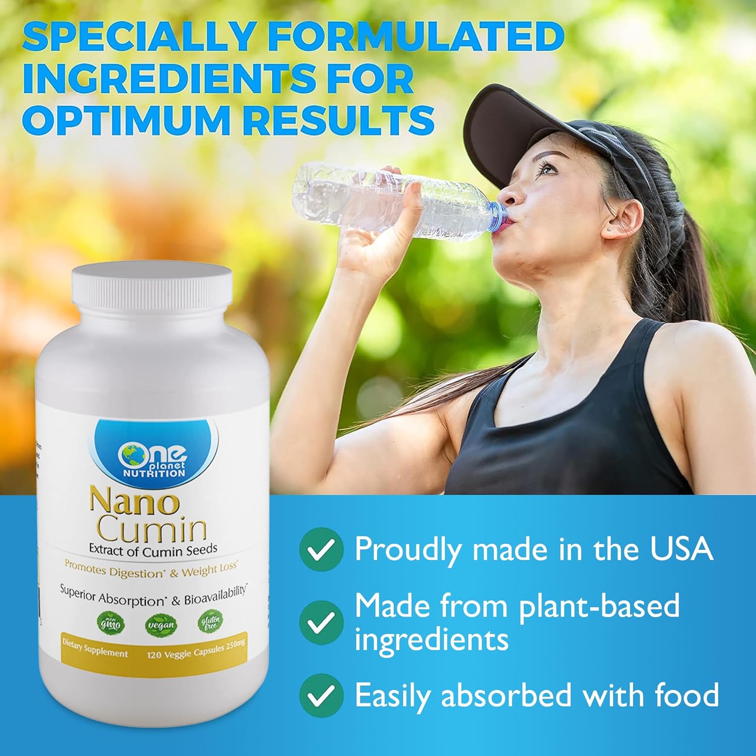 500mg Nano Cumin Supplement Capsules for High Absorption & Digestion - 120 Veggie Capsules by One Planet Nutrition