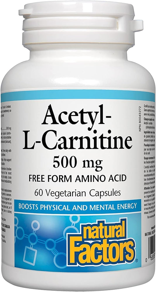 500mg Natural Factors Acetyl L-Carnitine Capsules - 60 Vegetarian Capsules