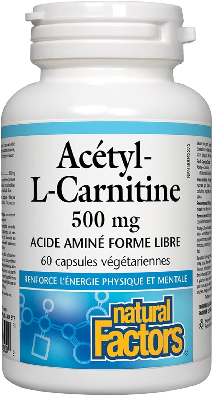 500mg Natural Factors Acetyl L-Carnitine Capsules - 60 Vegetarian Capsules