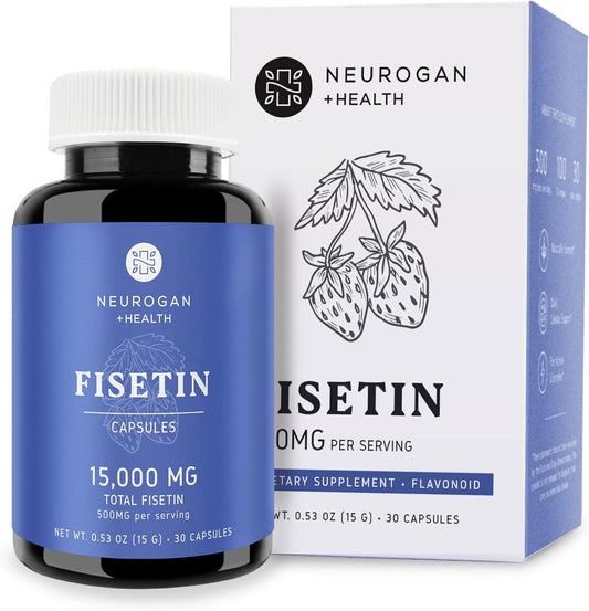 500MG Neurogan Fisetin Capsules - 98% Pure Brain Health Supplement for Memory, Focus, and Healthy Aging | Senolytic Support with Natural Polyphenols | Non-GMO, 30 Servings