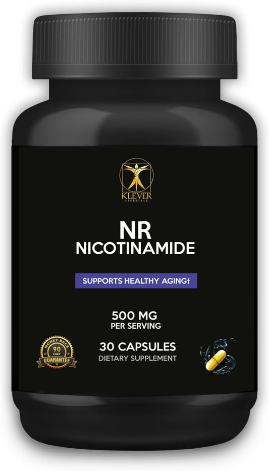 500mg Nicotinamide Riboside Supplement for Cellular Function & Anti-Aging Support - NAD+ Activator by Klever Lifestyle