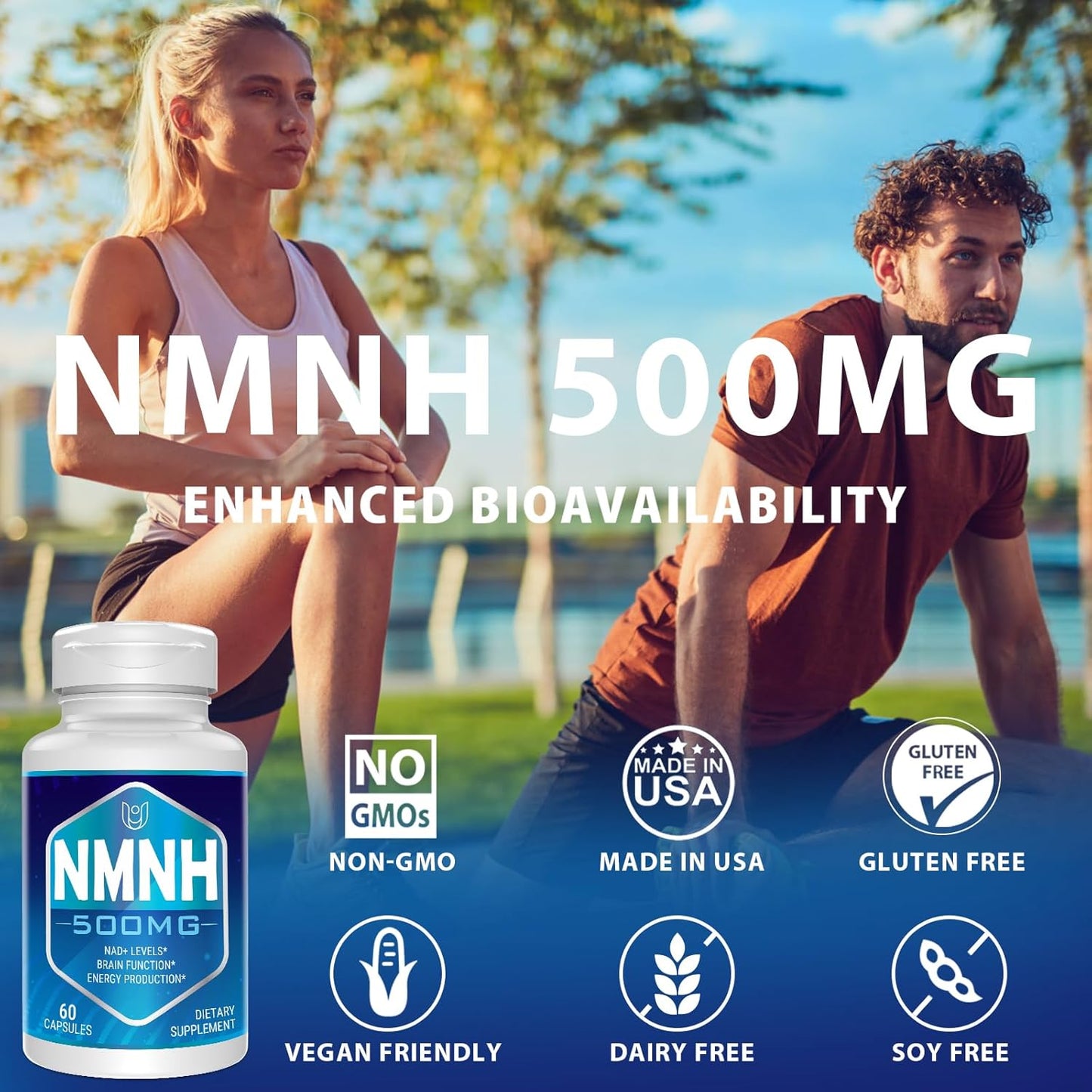 500mg NMNH NAD Supplement - Boost NAD+ Levels for Anti-Aging - 240 Count
