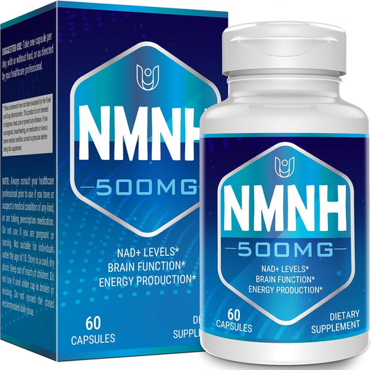 500mg NMNH NAD Supplement for Anti Aging & Energy - 60 Capsules - Boost NAD+ Levels - More Effective Than Nicotinamide Riboside - Dihydronicotinamide Mononucleotide