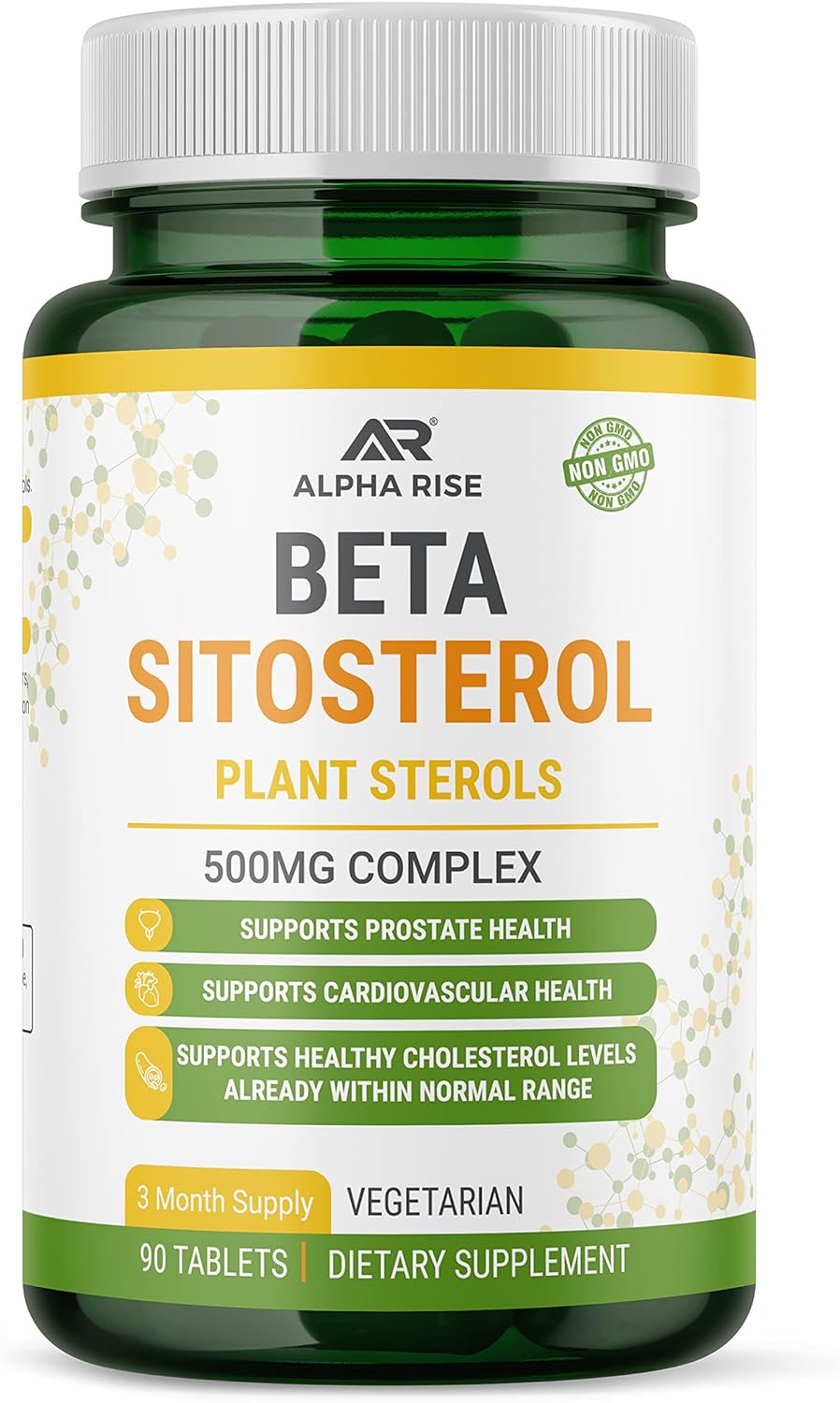 500mg Non-GMO Beta Sitosterol Tablets for Prostate and Cholesterol Support - Phytosterols Complex with Plant Sterols and Stanols