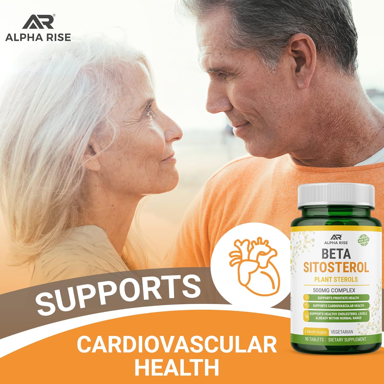 500mg Non-GMO Beta Sitosterol Tablets for Prostate and Cholesterol Support - Phytosterols Complex with Plant Sterols and Stanols