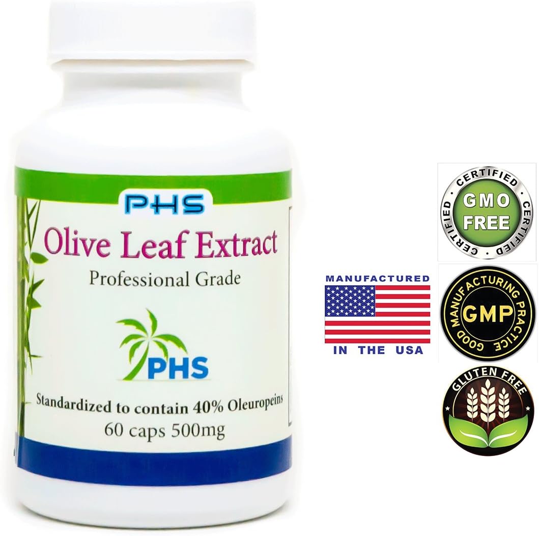 500mg Olive Leaf Extract 40% Strength with 100mg Organic Olive Leaf - Pacific Health Sciences