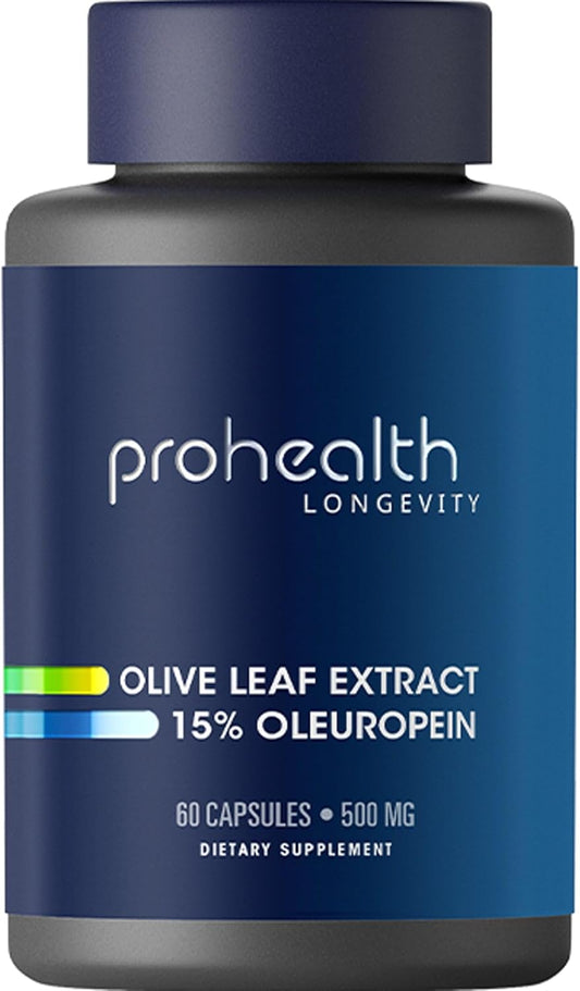 500mg Olive Leaf Extract with 15% Oleuropein - 60 Vegetarian Capsules for ProHealth