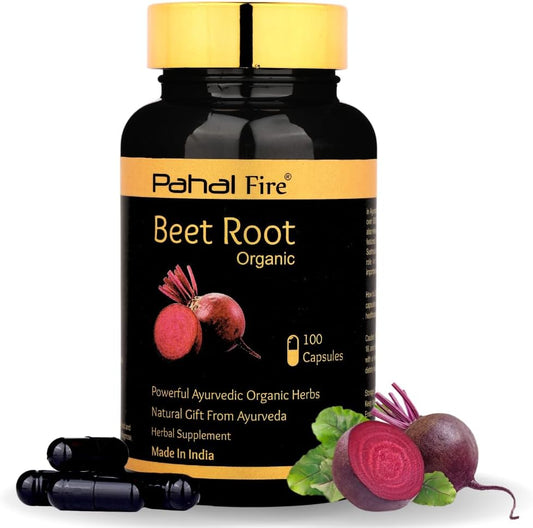 500mg Organic Beet Root Herbal Supplement - 100 Capsules - 50 Days Supply - Nitric Oxide Boost - Lab Tested - Wild Harvested from India