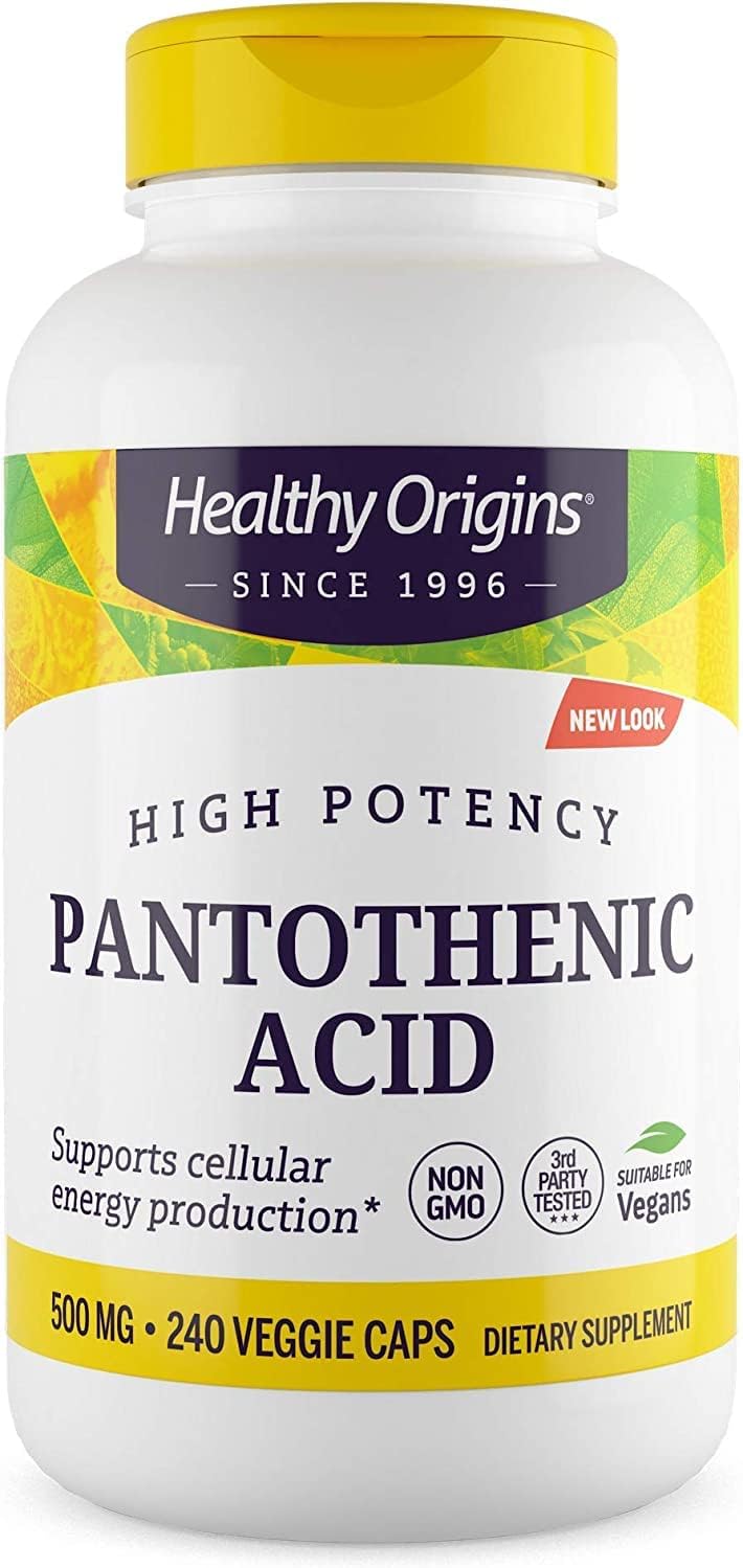 500mg Pantothenic Acid Supplement for Energy Metabolism - Non-GMO & Gluten-Free - 240 Veggie Capsules