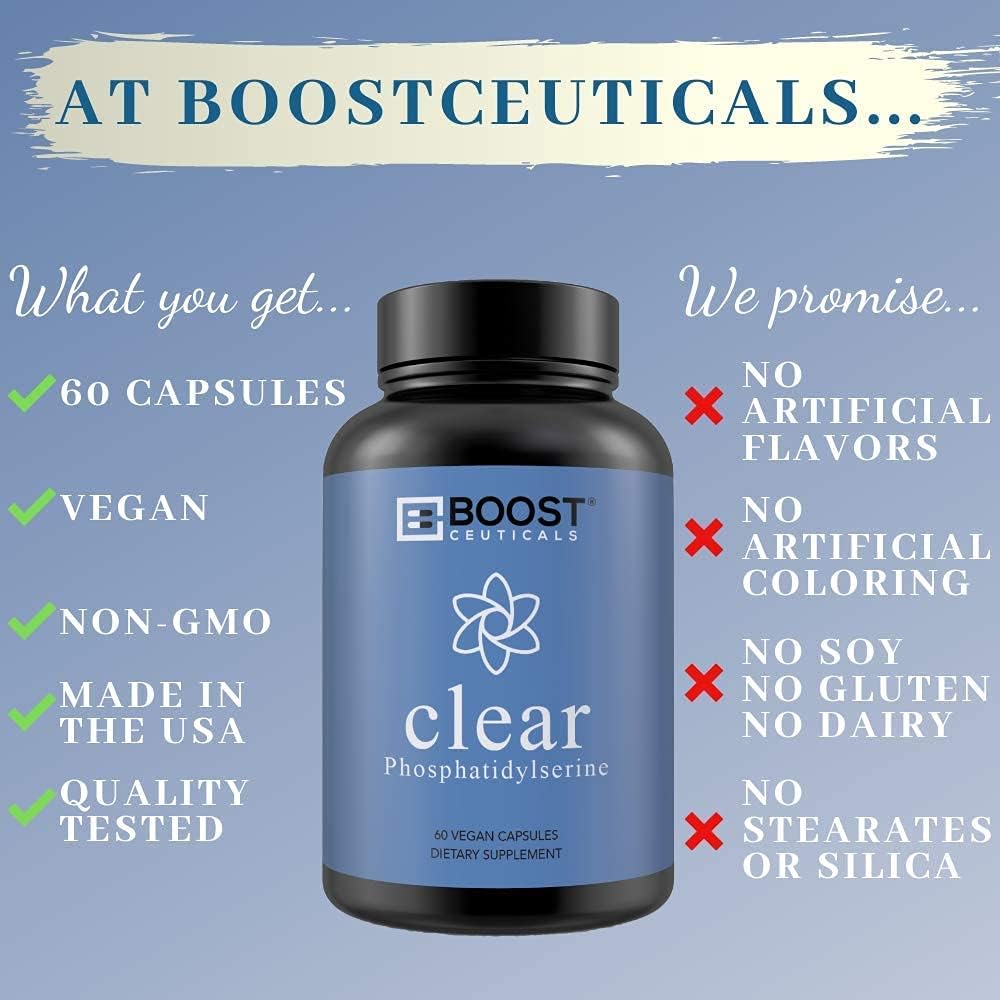 500mg Phosphatidylserine Supplement - Vegan Non-GMO Brain Support - Sunflower Lecithin Derived - BoostCeuticals