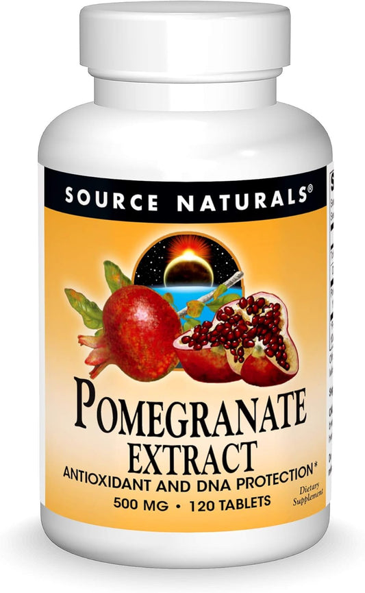 500mg Pomegranate Extract Tablets with Ellagic Acid & Fiber - Antioxidant Supplement for Health - 120 Count