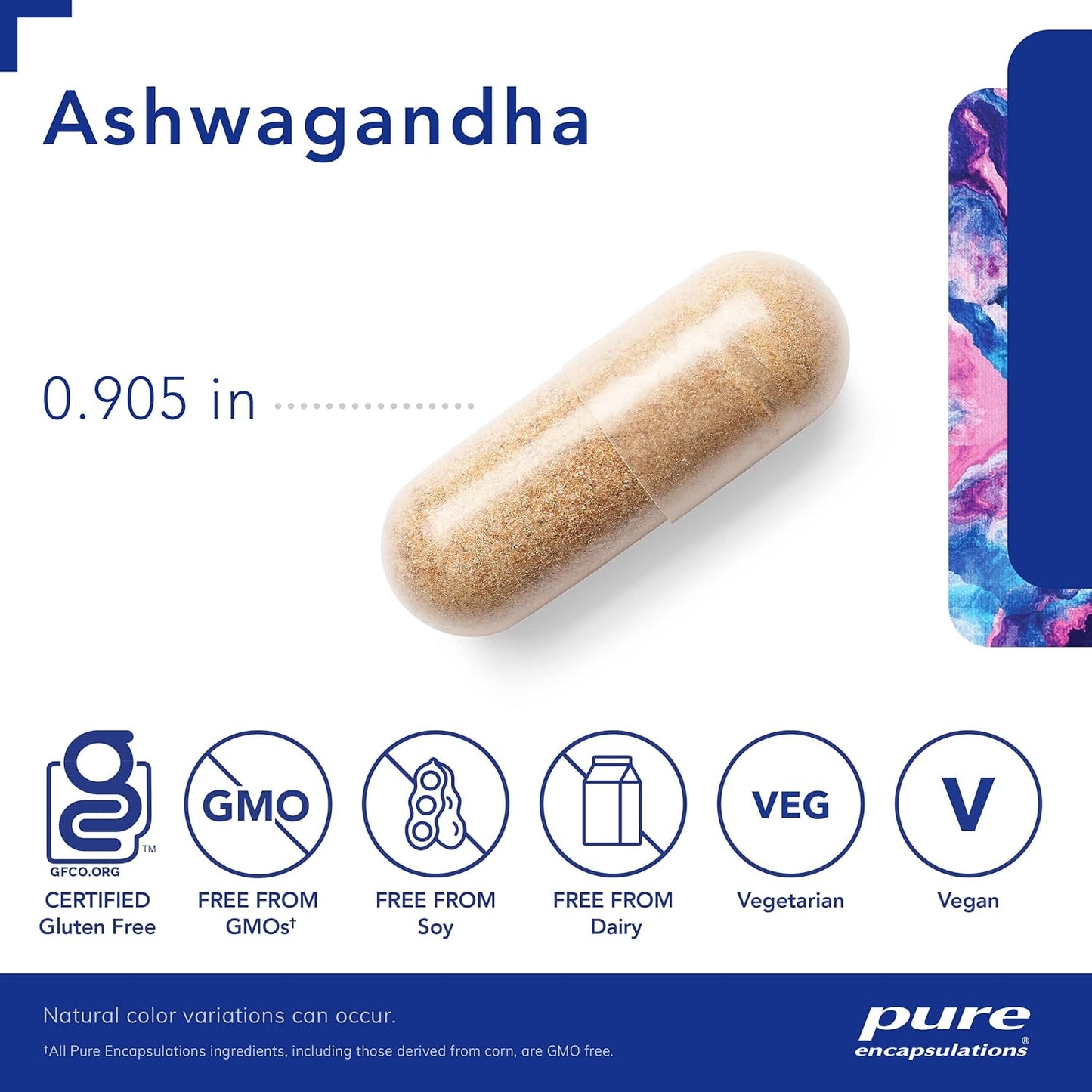 500mg Pure Encapsulations Ashwagandha Extract Capsules - Metabolism & Stress Support - Immune Boost - GMO Free & Vegan - 120 Count