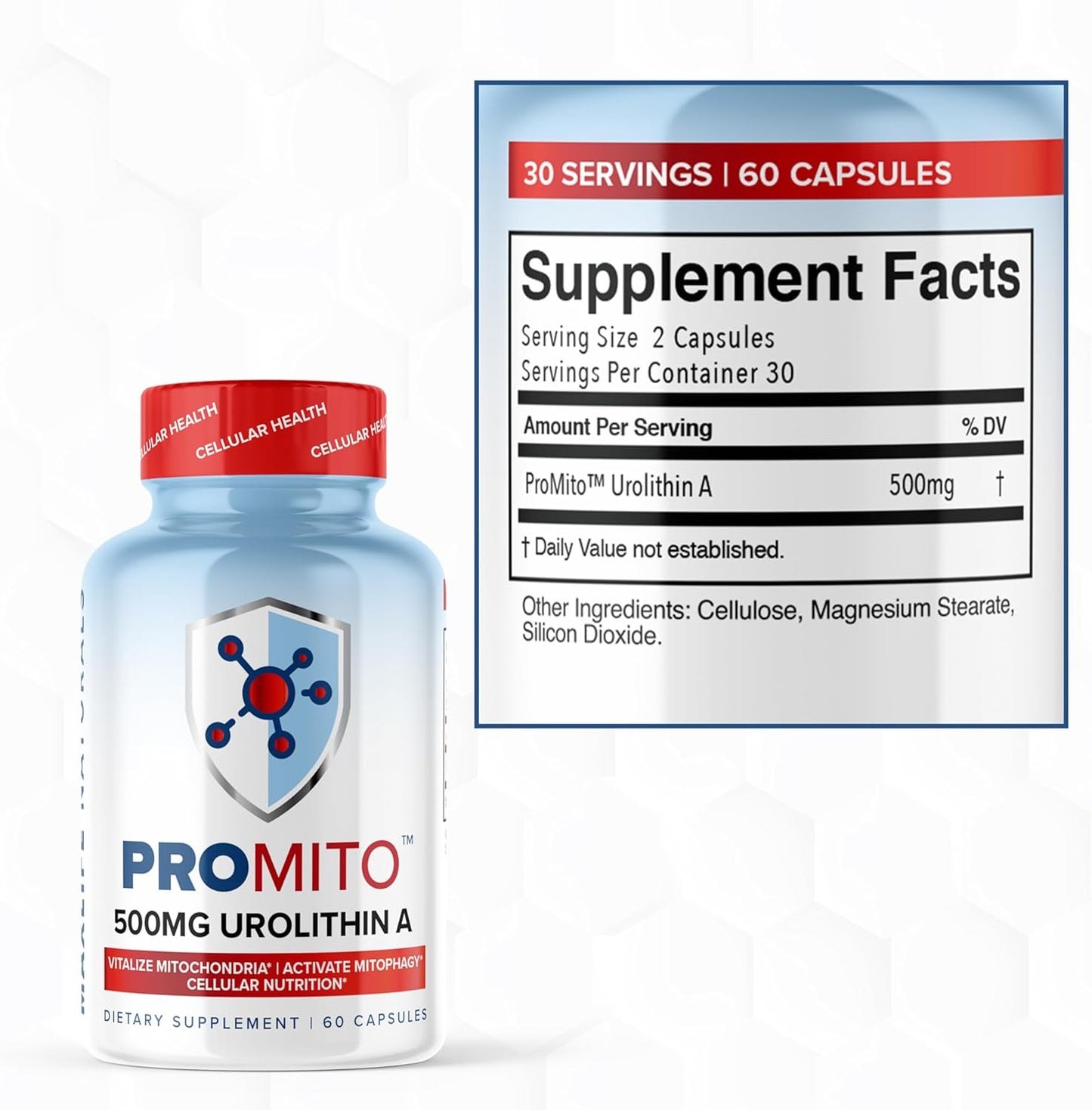 500mg Pure Urolithin A Supplement for Men & Women - Natural Alternative to NMN, NAD, CoQ10 - 60 Capsules by MAXLIFE NATURALS