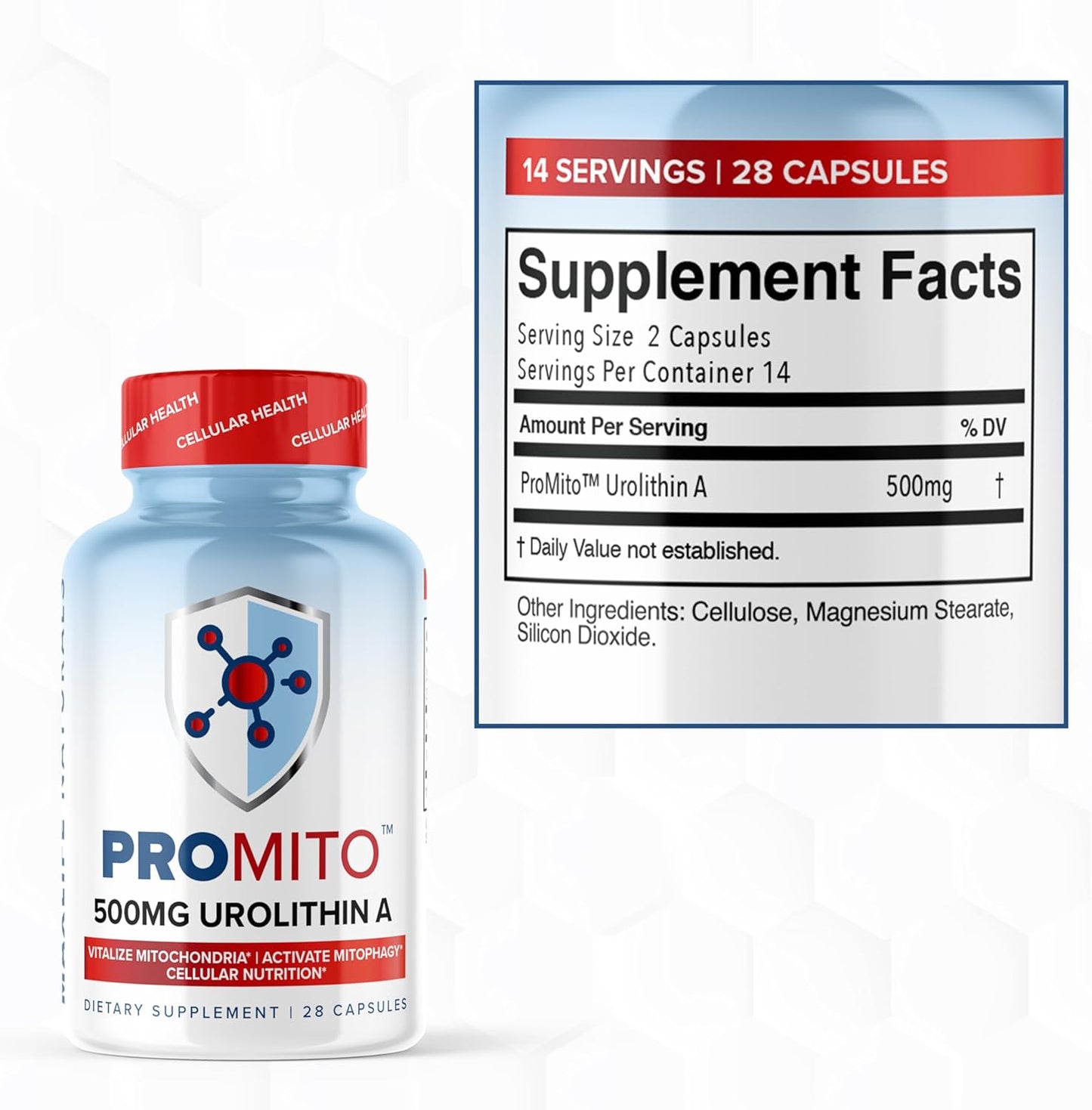 500mg Pure Urolithin A Supplement for Men & Women - Natural ProMito Urolithin A Capsules - Alternative to NMN, NAD, CoQ10 - 28 Capsules