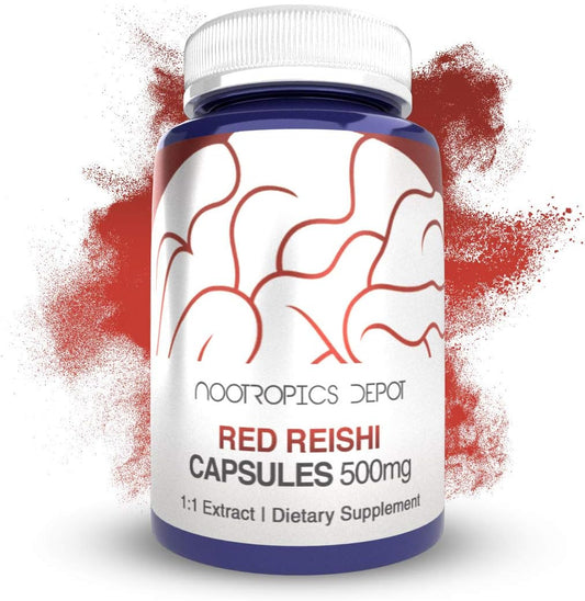 500mg Red Reishi Mushroom Capsules | 60 Count | Whole Fruiting Body Extract | Immune System Support
