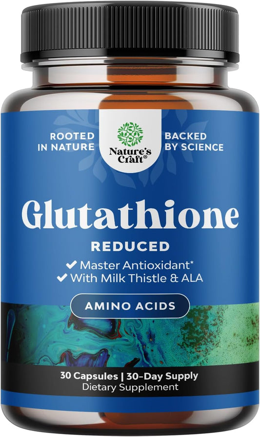 500mg Reduced Glutathione Supplement with Milk Thistle, Alpha Lipoic Acid, and Silymarin Complex for Liver, Skin, and Immune Support - 30 Servings